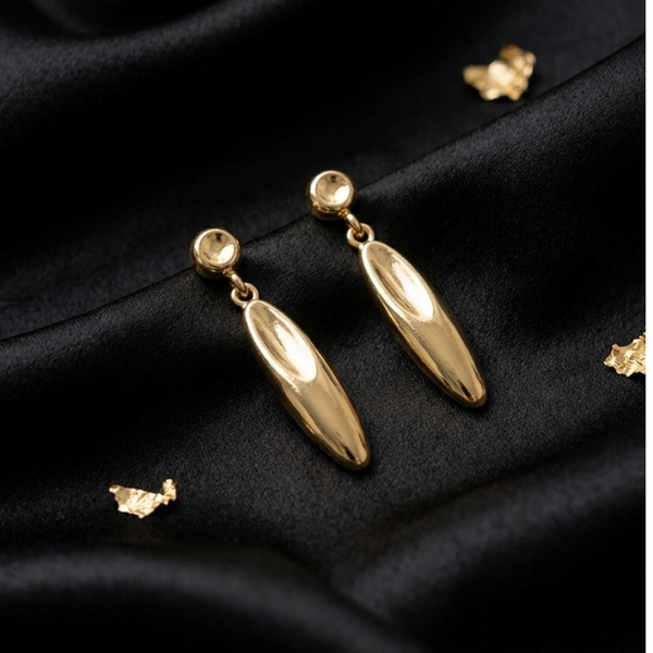 Polished Gold Elongated Drop Earrings