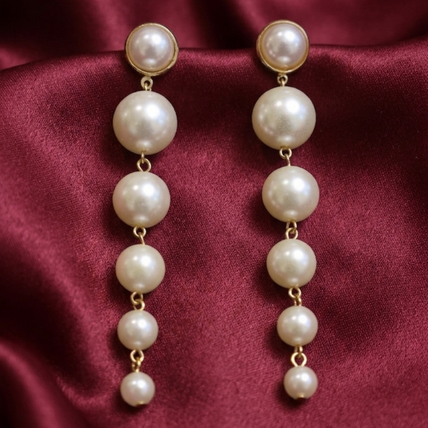Cascading Pearl Linear Drop Earrings