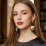 Matte Gold Sculptural Pebble Drop Earrings