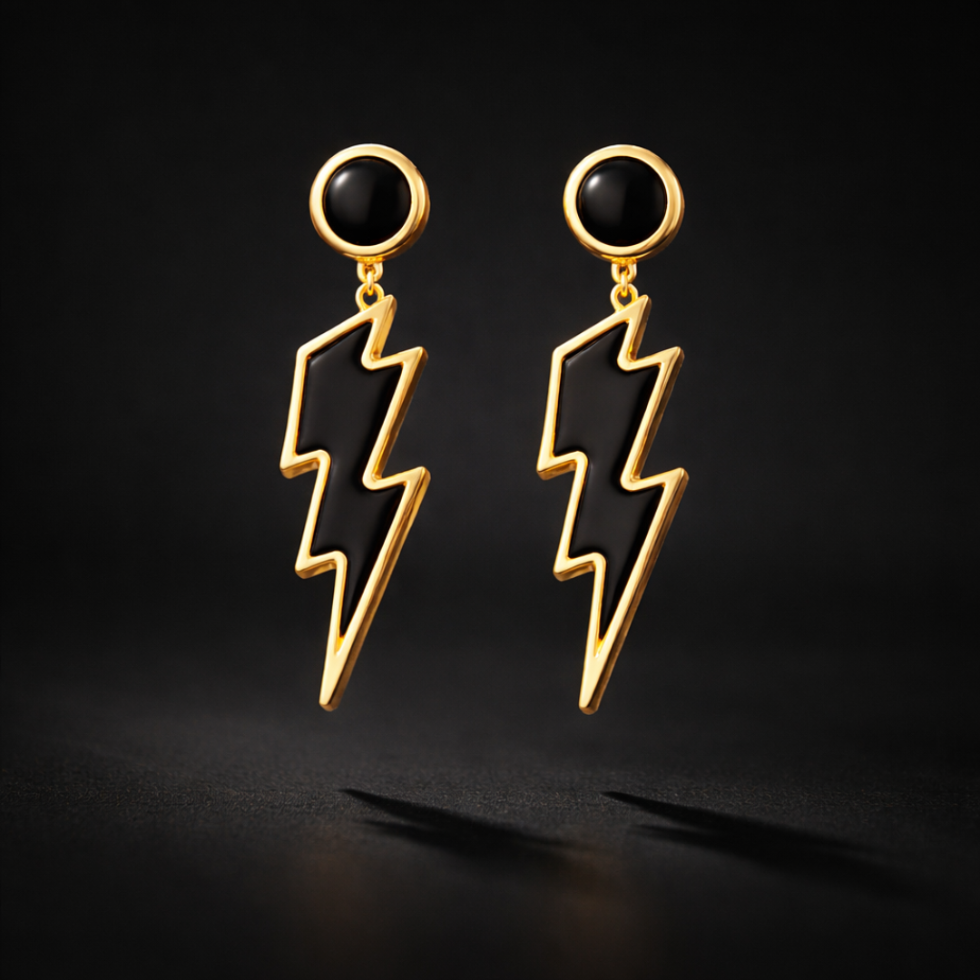 Electra Onyx Lightning Bolt Drop Earrings