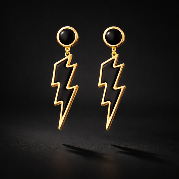 Electra Onyx Lightning Bolt Drop Earrings