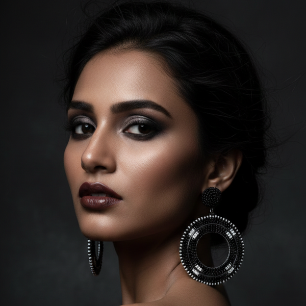 Midnight Onyx Hoop Earrings