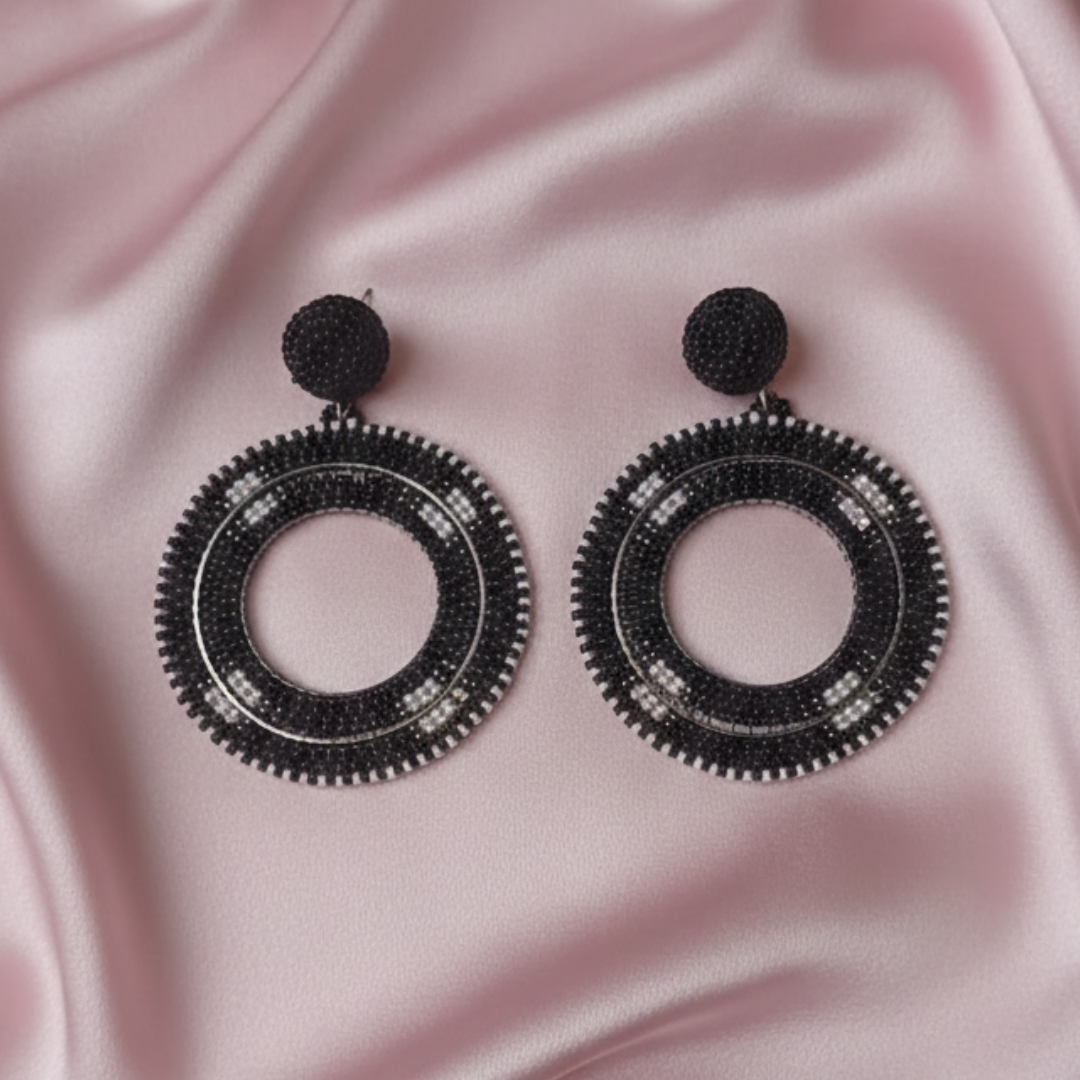 Midnight Onyx Hoop Earrings