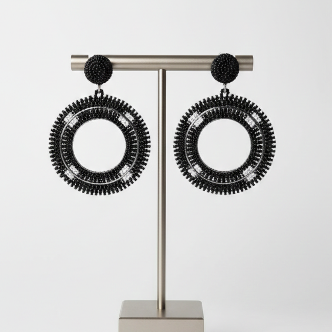 Midnight Onyx Hoop Earrings