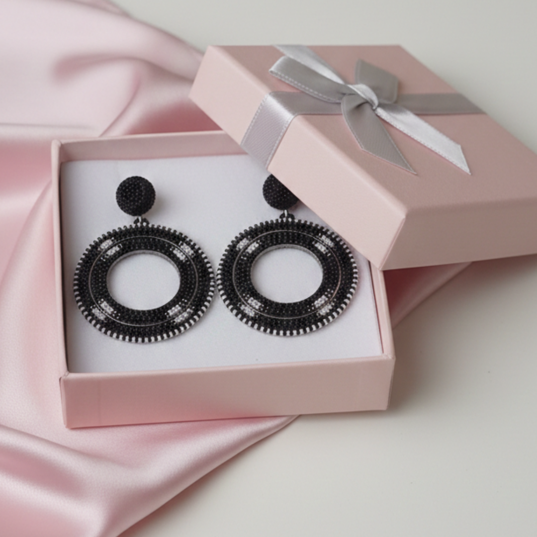 Midnight Onyx Hoop Earrings