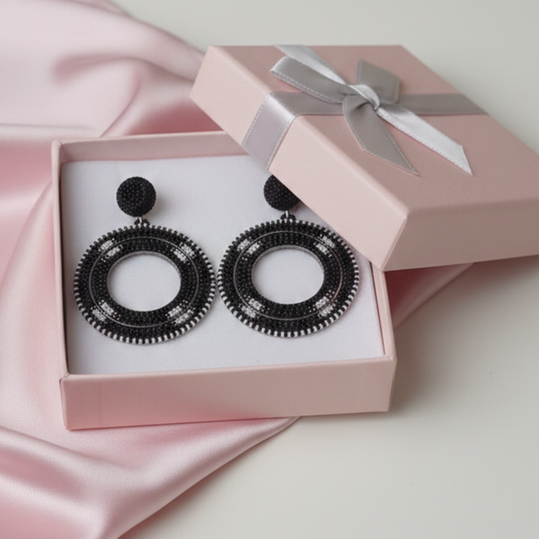Midnight Onyx Hoop Earrings