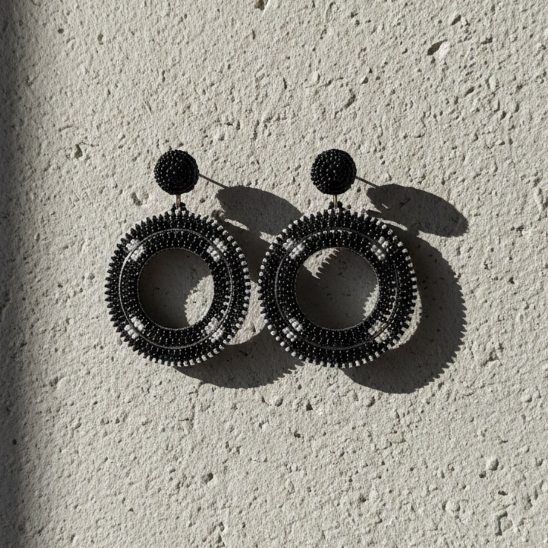 Midnight Onyx Hoop Earrings