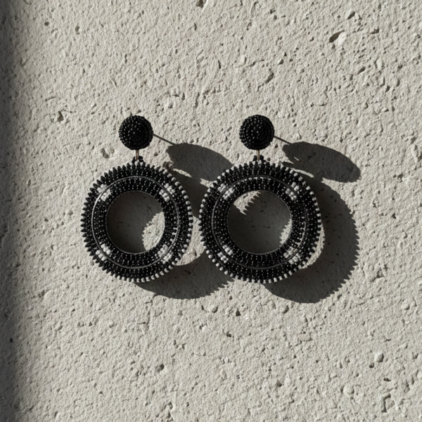 Midnight Onyx Hoop Earrings
