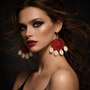 Crimson Tide Cowrie Shell Crochet Earrings
