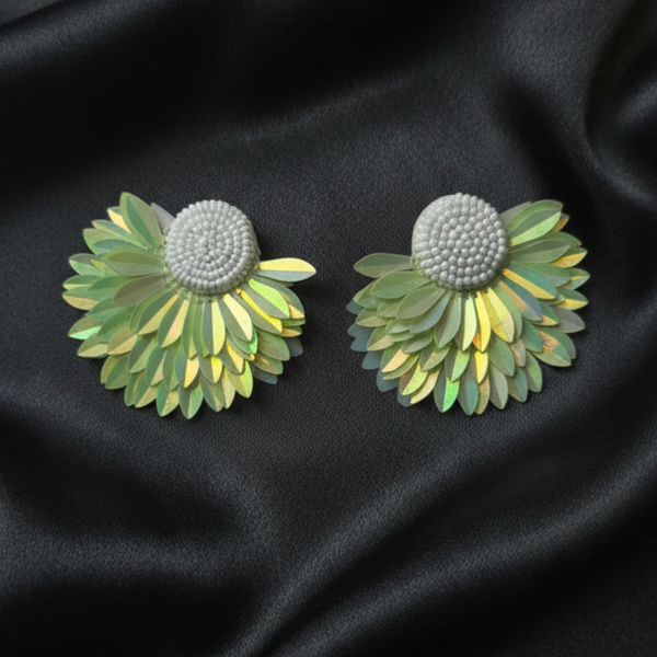 Iridescent Seafoam Petal Studs