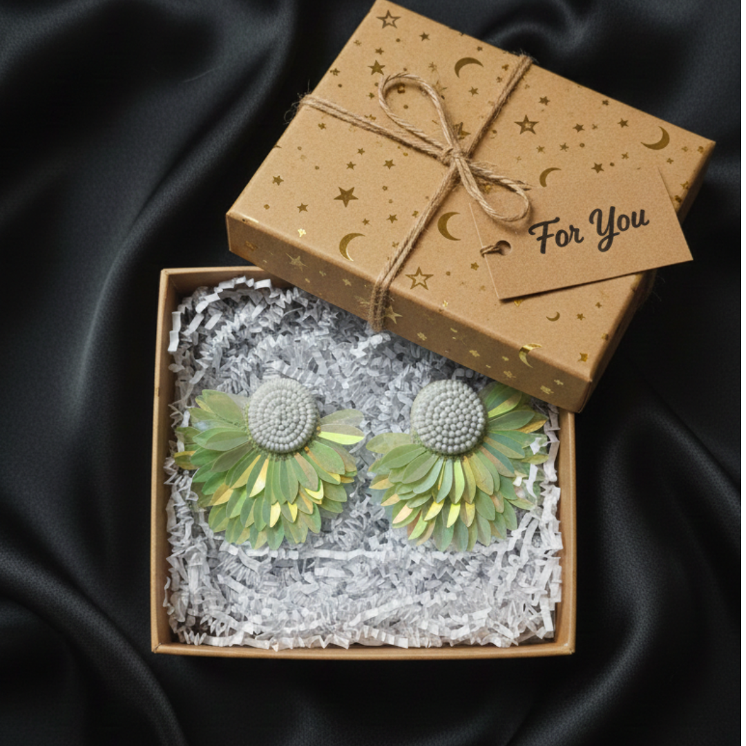 Iridescent Seafoam Petal Studs