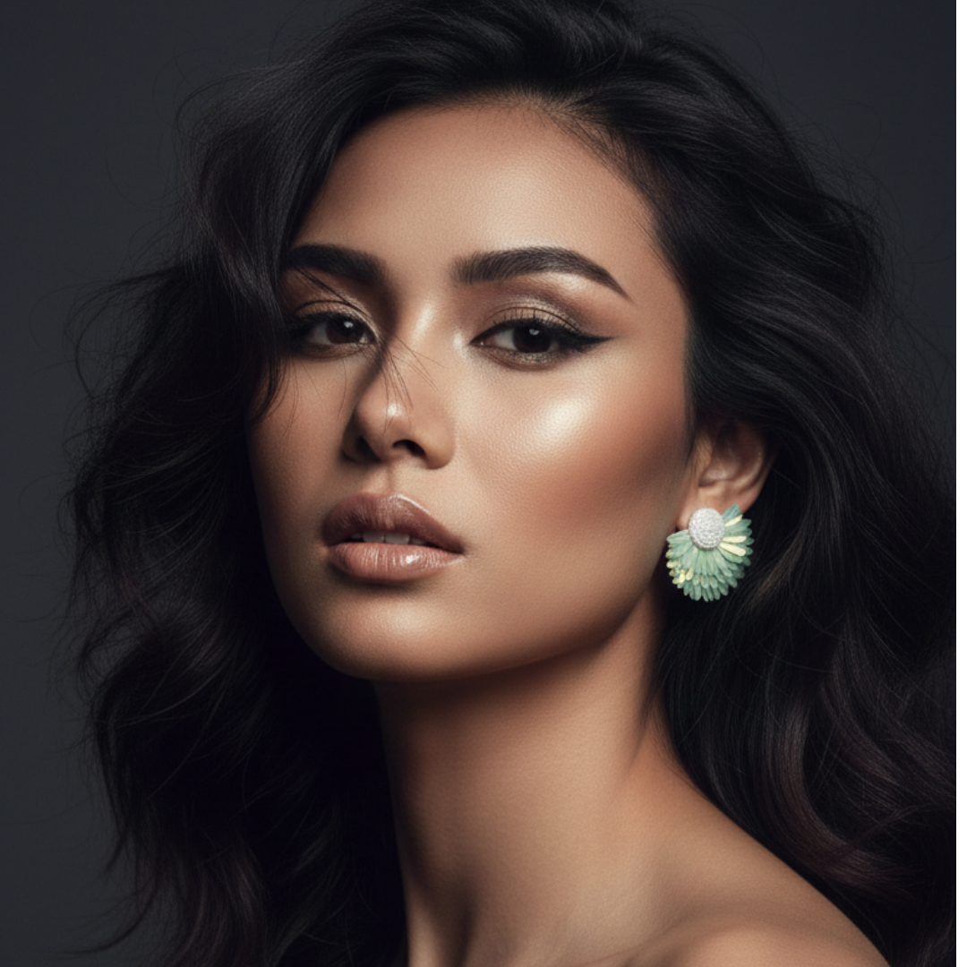 Iridescent Seafoam Petal Studs