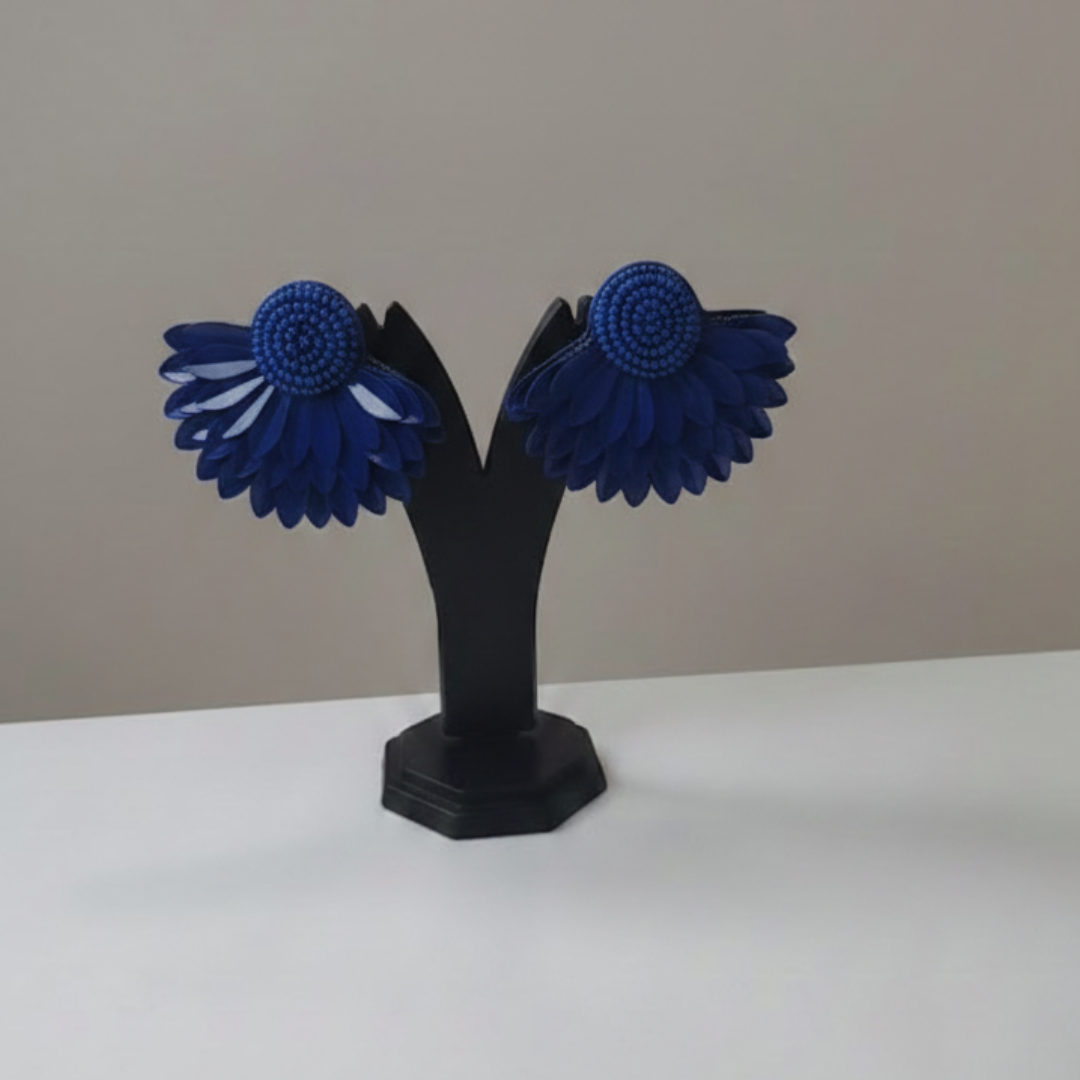 Cobalt Blue Petal Statement Studs