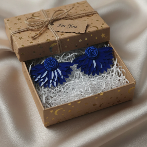 Cobalt Blue Petal Statement Studs