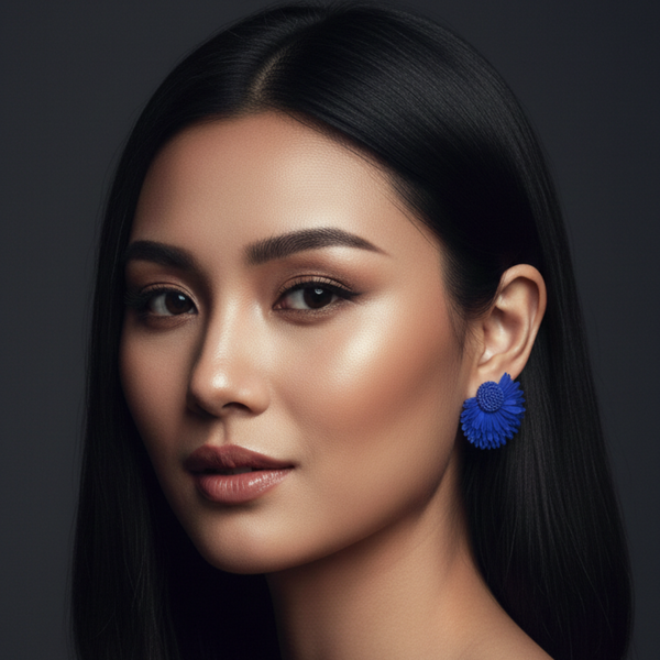 Cobalt Blue Petal Statement Studs