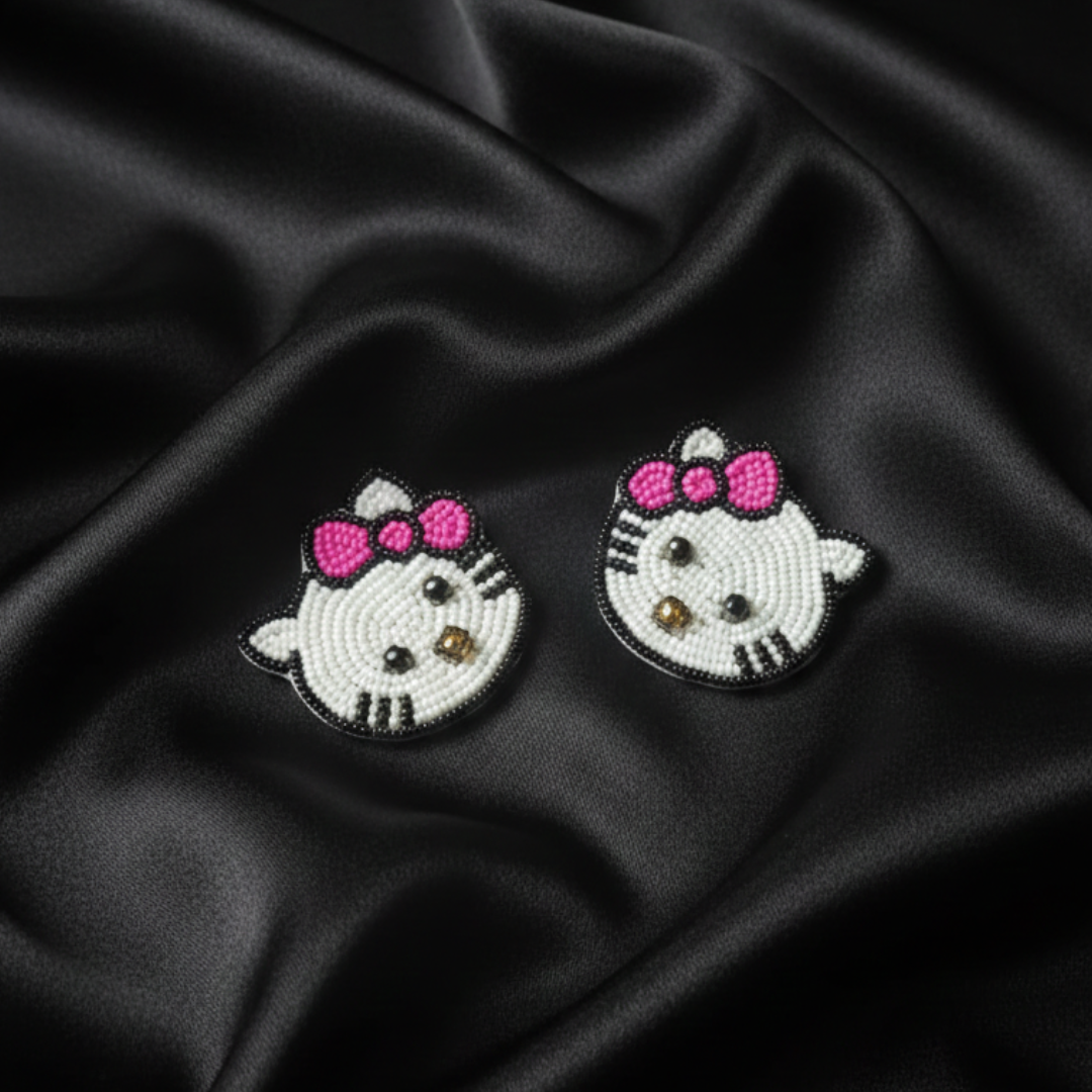 Whimsical Kitty Beaded Studs