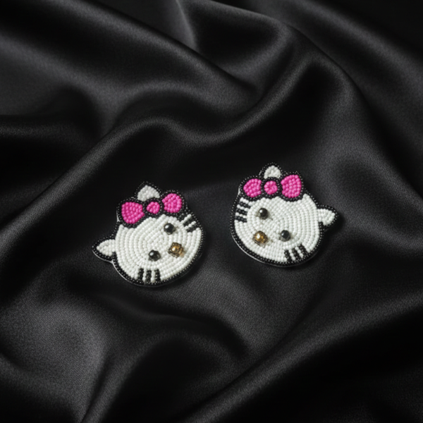 Whimsical Kitty Beaded Studs