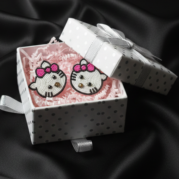 Whimsical Kitty Beaded Studs