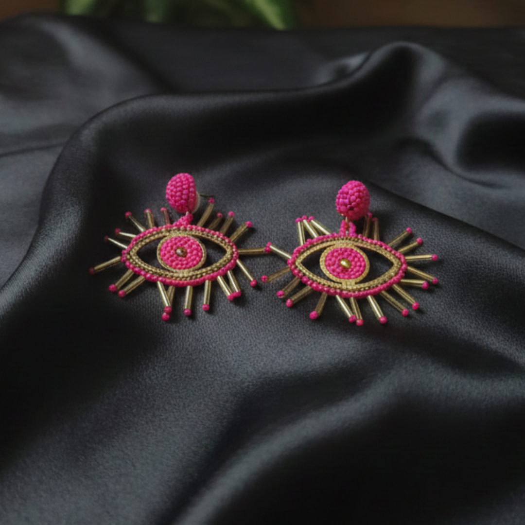 Fuchsia Guardian Evil Eye Earrings
