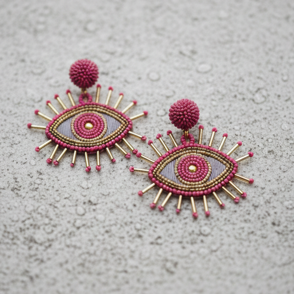 Fuchsia Guardian Evil Eye Earrings