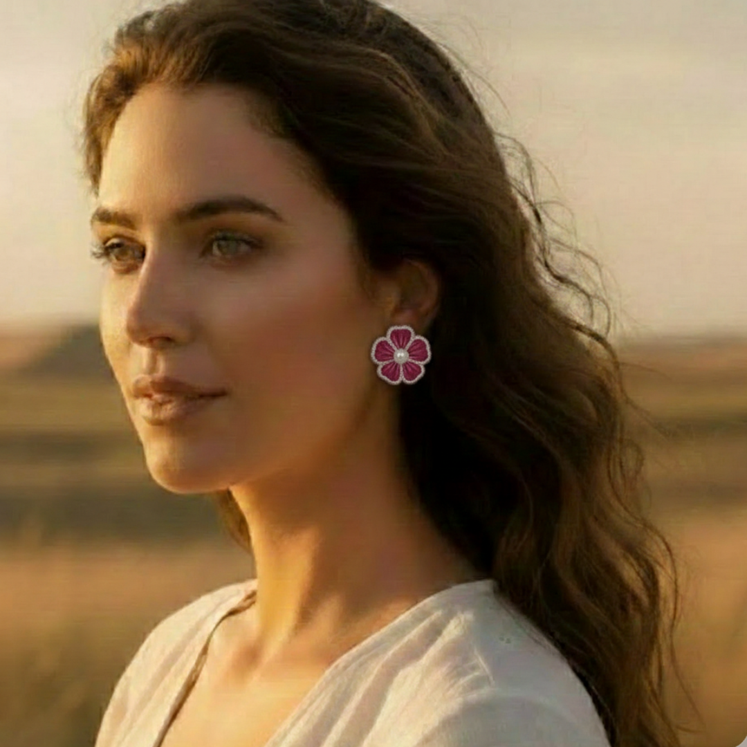 Crimson Bloom Studs