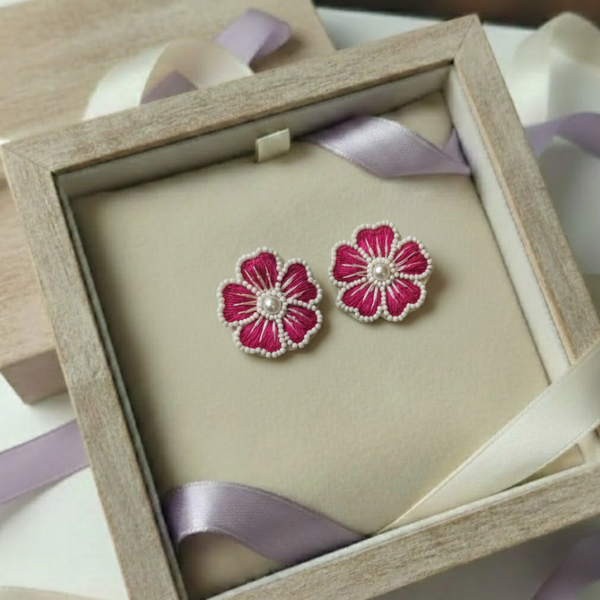 Crimson Bloom Studs