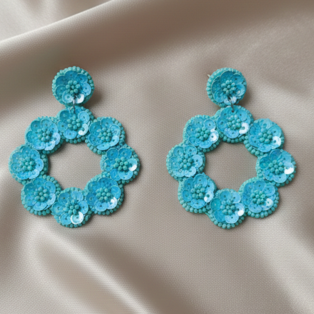 Turquoise Floral Wreath Drops