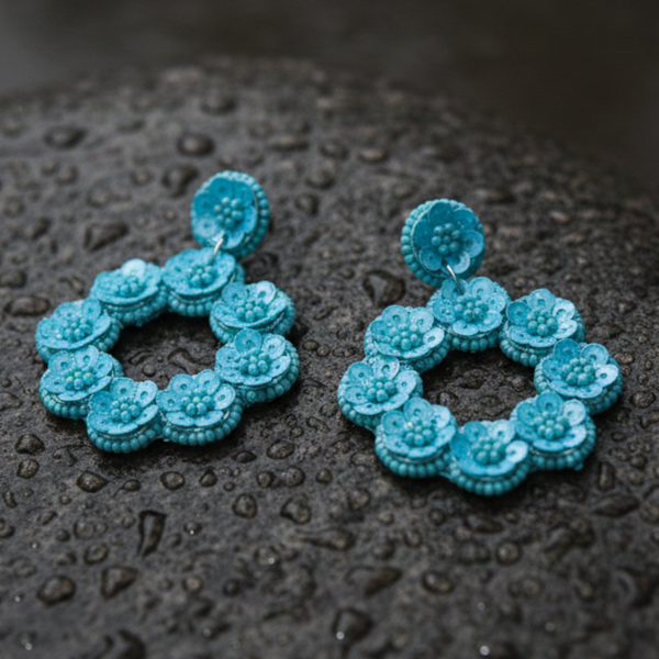 Turquoise Floral Wreath Drops