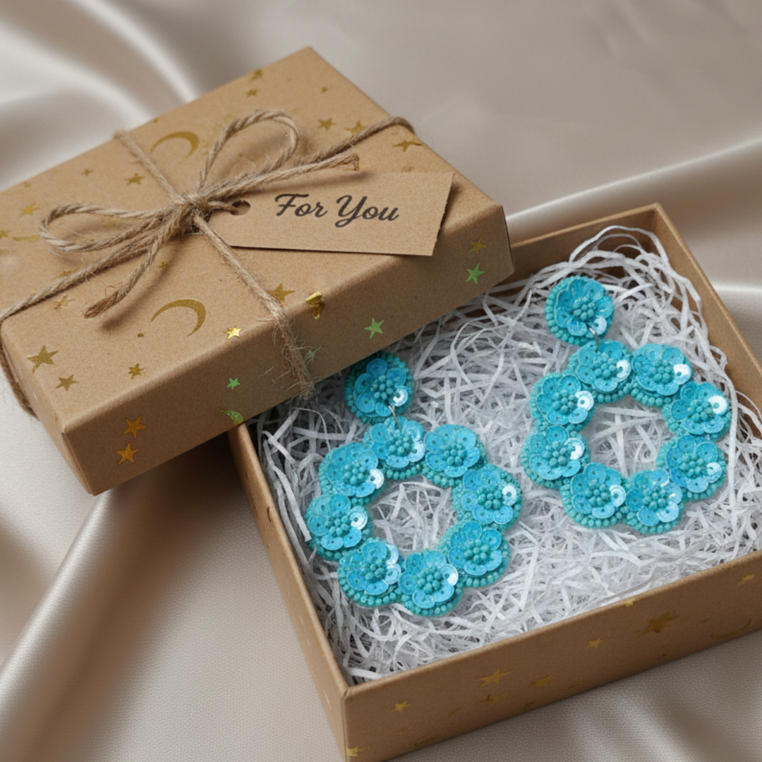 Turquoise Floral Wreath Drops