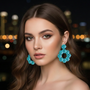 Turquoise Floral Wreath Drops