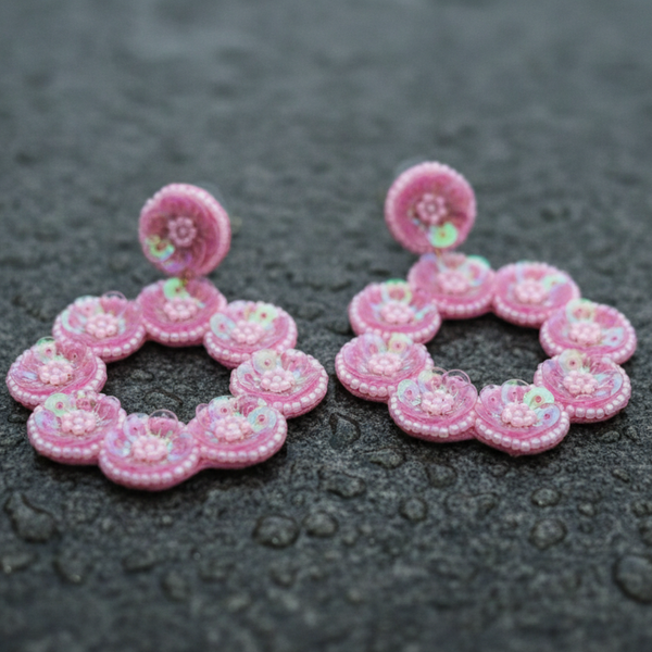 Pink Pearl Wreath Drops