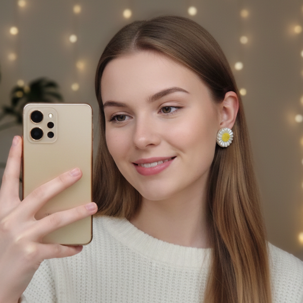 Daisy Pearl Handcrafted Beaded Stud Earrings