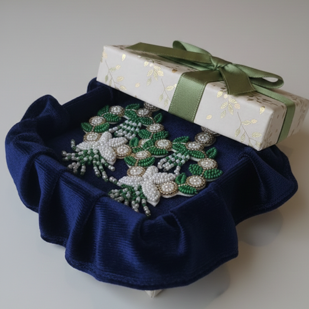 Verdant Floral Beaded Chandelier Earrings