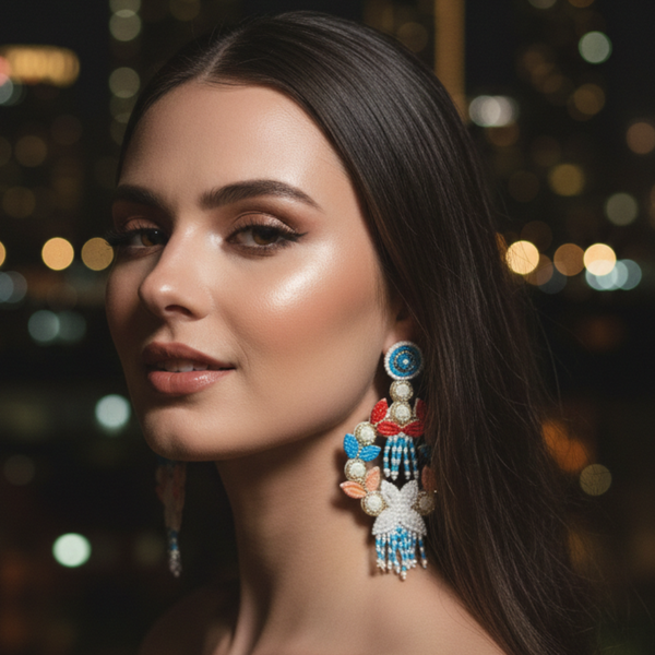 Azure Bloom Statement Chandelier Drops