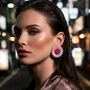Magenta Petal Pearl Studs