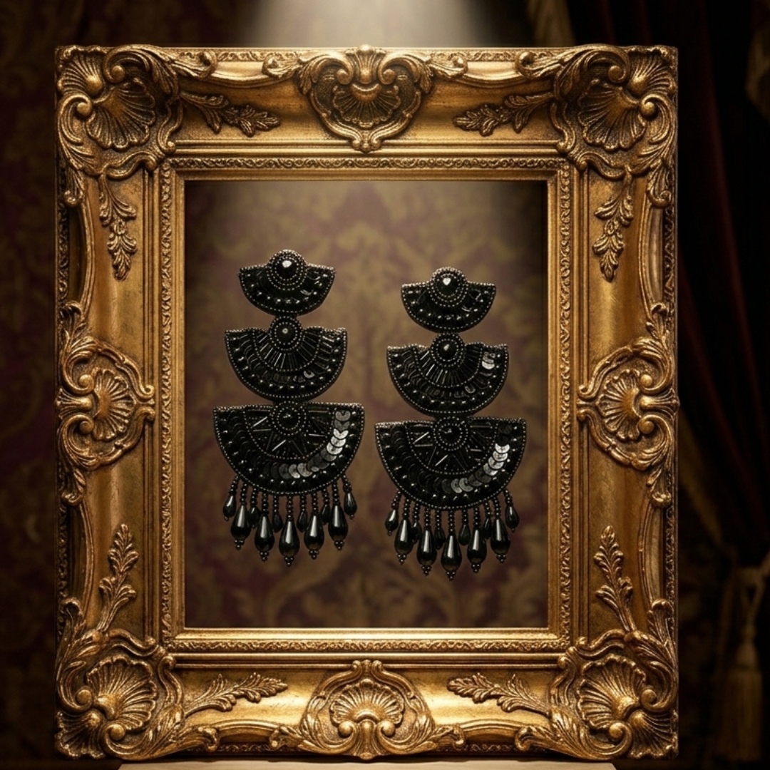 Onyx Noir Beaded Tiered Chandelier