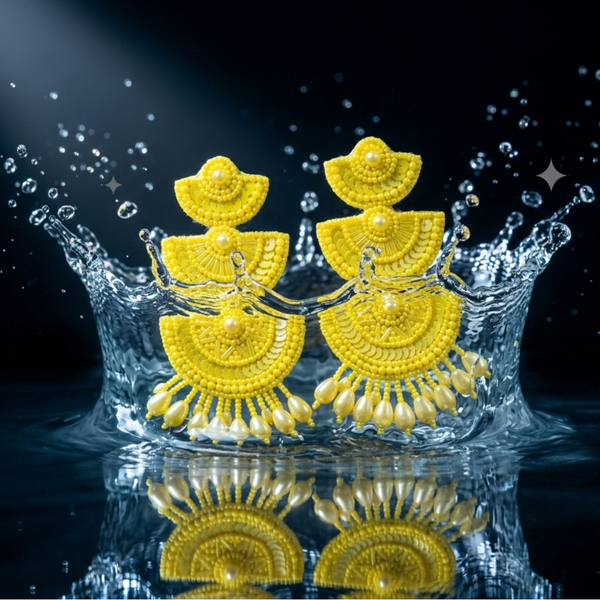 Saffron Solar Beaded Tiered Chandelier
