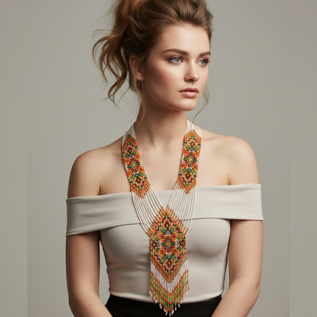 Tribal Multicolor Beaded Statement Necklace