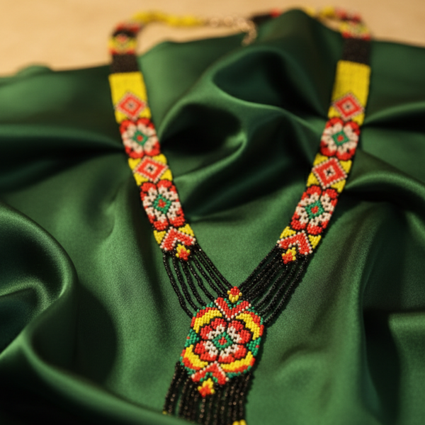 Midnight Bloom Beaded Necklace