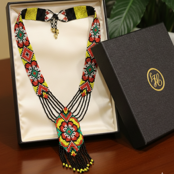 Midnight Bloom Beaded Necklace