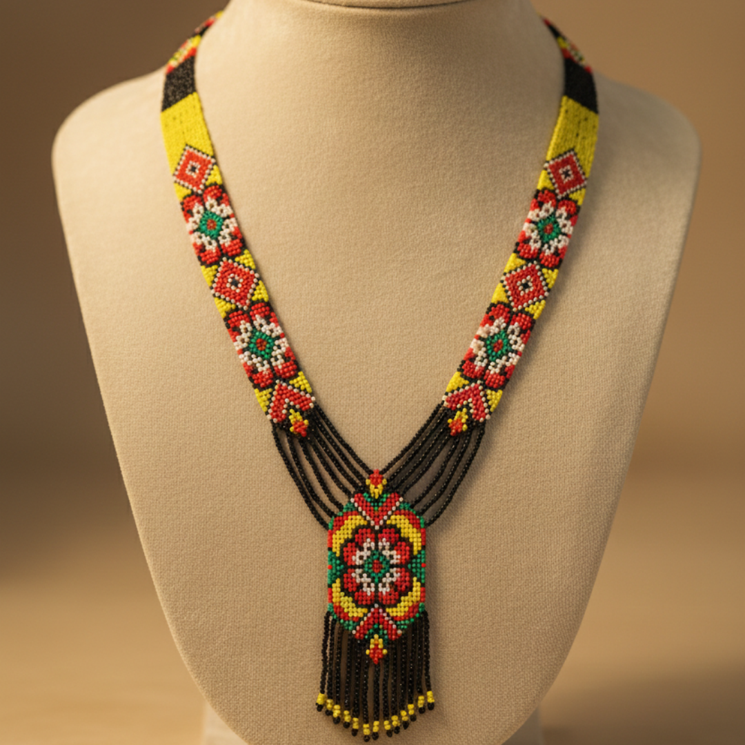Midnight Bloom Beaded Necklace