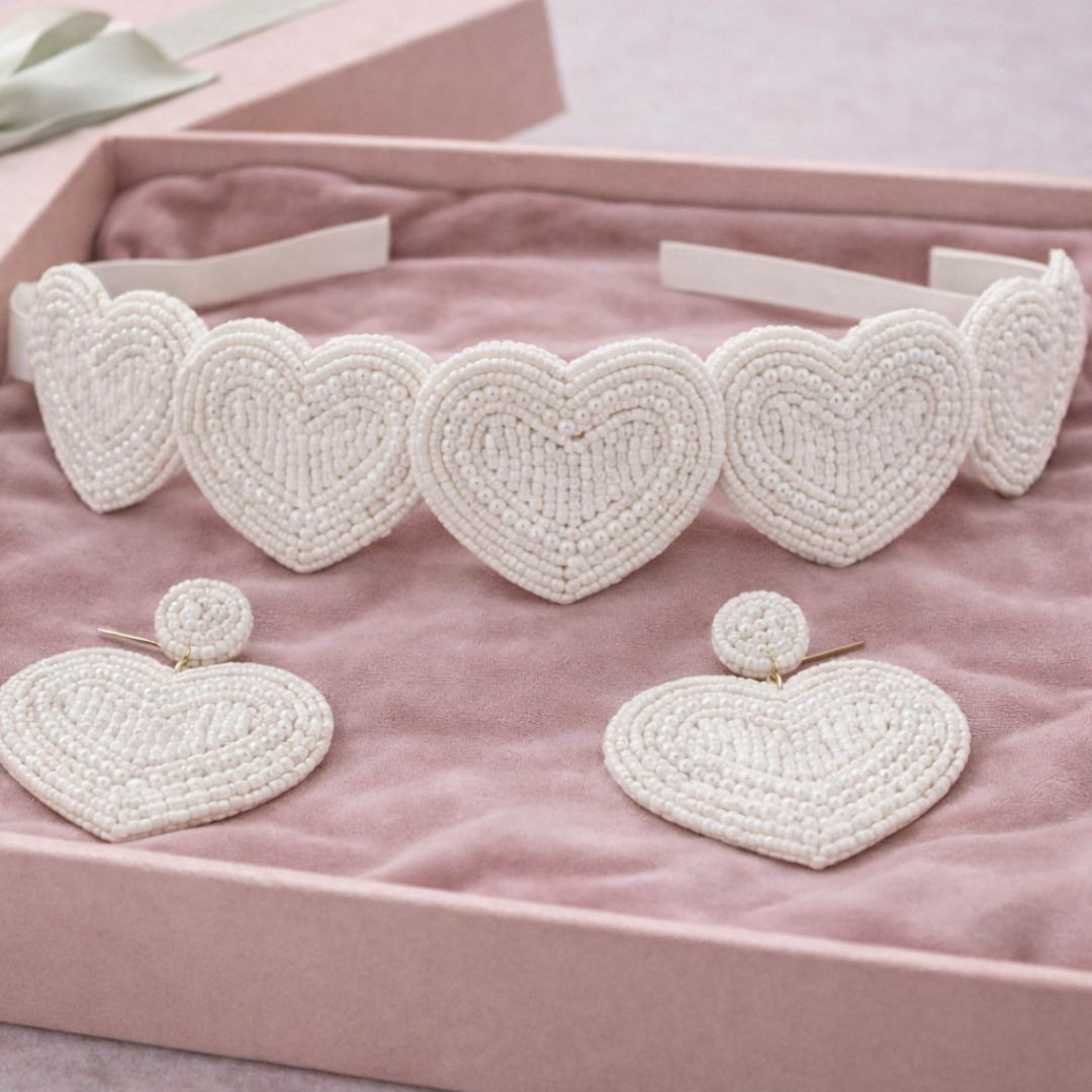 The Amore Beaded Heart Statement Set