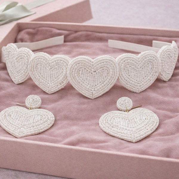 The Amore Beaded Heart Statement Set