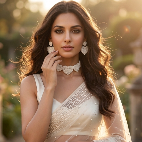 The Amore Beaded Heart Statement Set