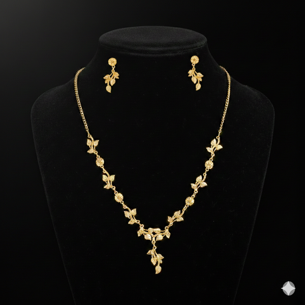 Anti-Tarnish Imitation Gold Vine Necklace & Earring Set -JN101
