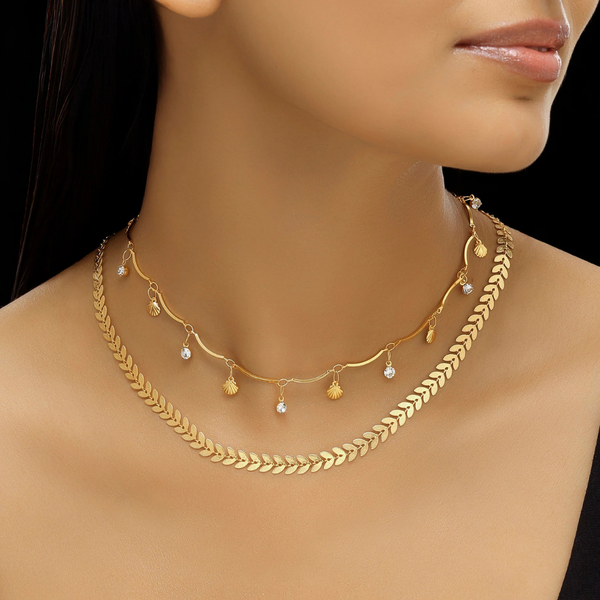Anti-Tarnish Imitation Gold Layered Leaf Necklace