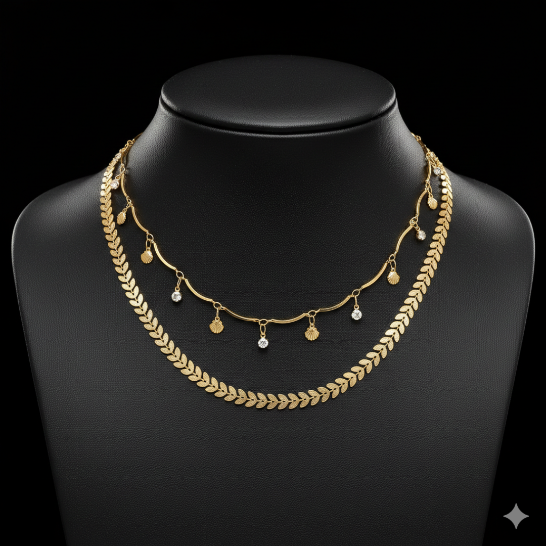 Anti-Tarnish Imitation Gold Layered Leaf Necklace