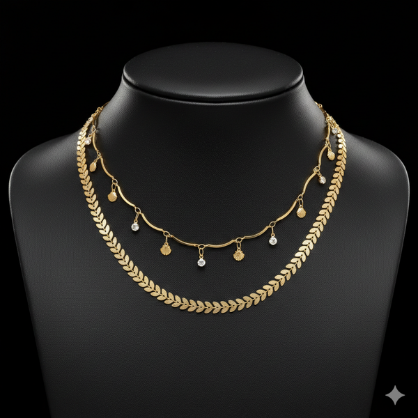 Anti-Tarnish Imitation Gold Layered Leaf Necklace