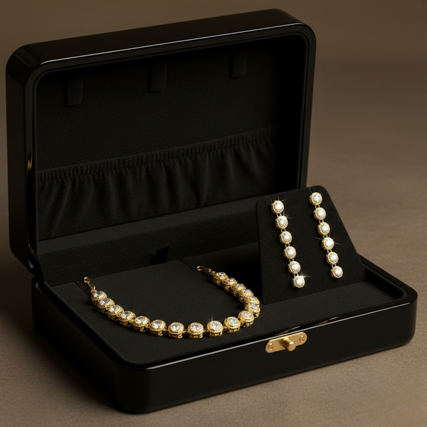 Anti-Tarnish Imitation Gold Crystal Choker & Earring Set