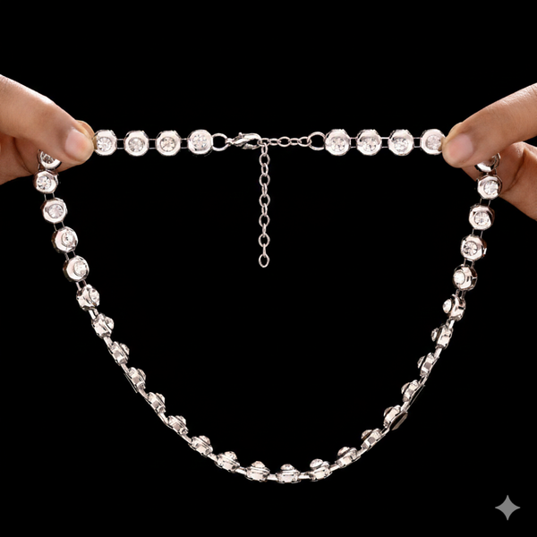 Anti-Tarnish Imitation Silver Crystal Choker & Earring Set
